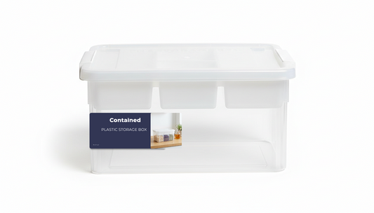 CLEAR STORAGE WITH COMPARTMENT TOP SHELF - 30L