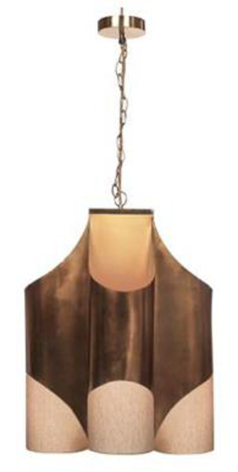 4 CYLINDER GOLD PENDANT LAMP WITH FABRIC SHADES