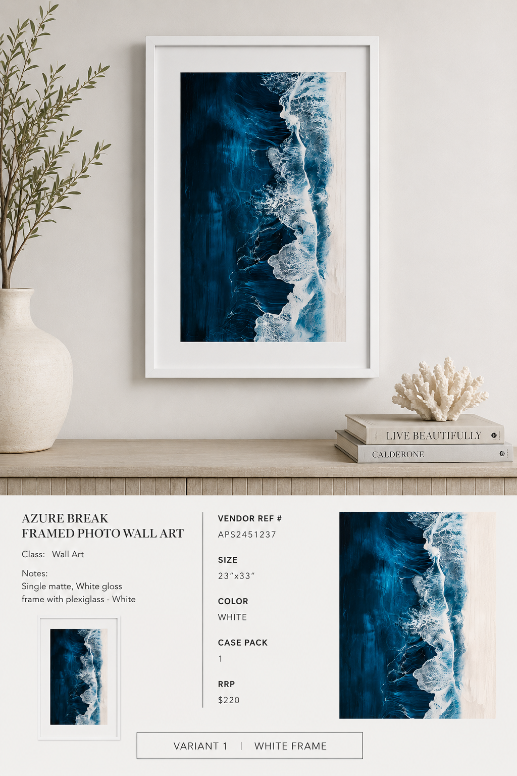 AZURE BREAK FRAMED PHOTO WALL ART