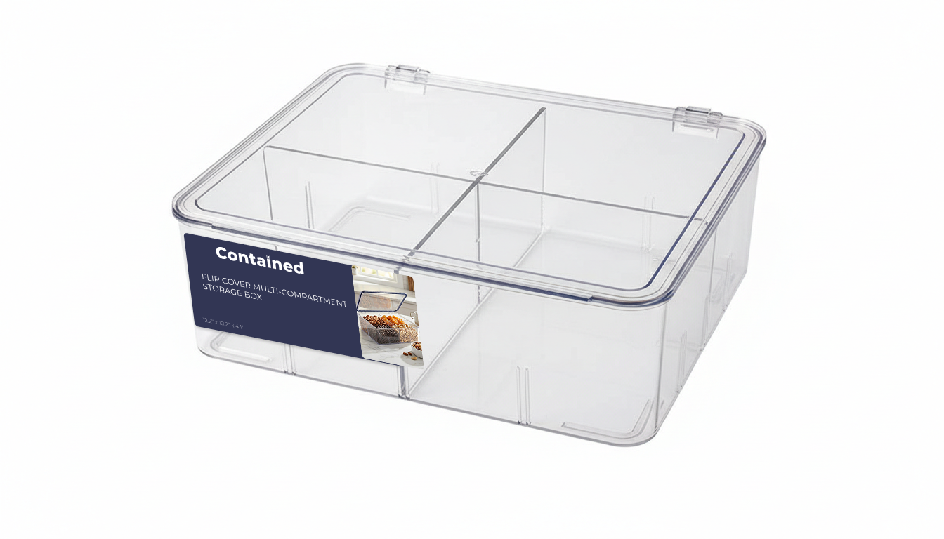 FLIP COVER MULTI-COMPARTMENT STORAGE BOX