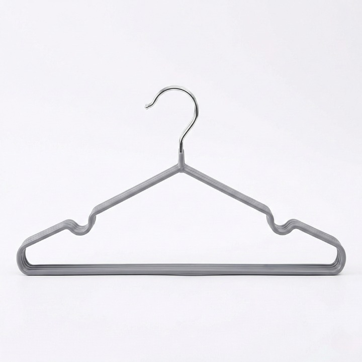 PVC Coated Shirt Hanger with Bar - 10PC