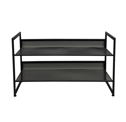 2-TIER STACKABLE MESH METAL SHOE RACK