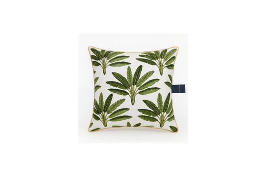 TROPICAL LEAF PRINT WITH EMBROIDERY DEC CUSHION