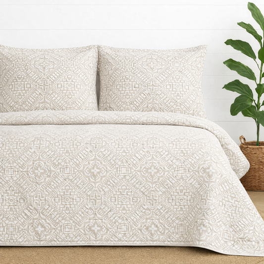 Matelass Quilt Set Ð Medallion Print