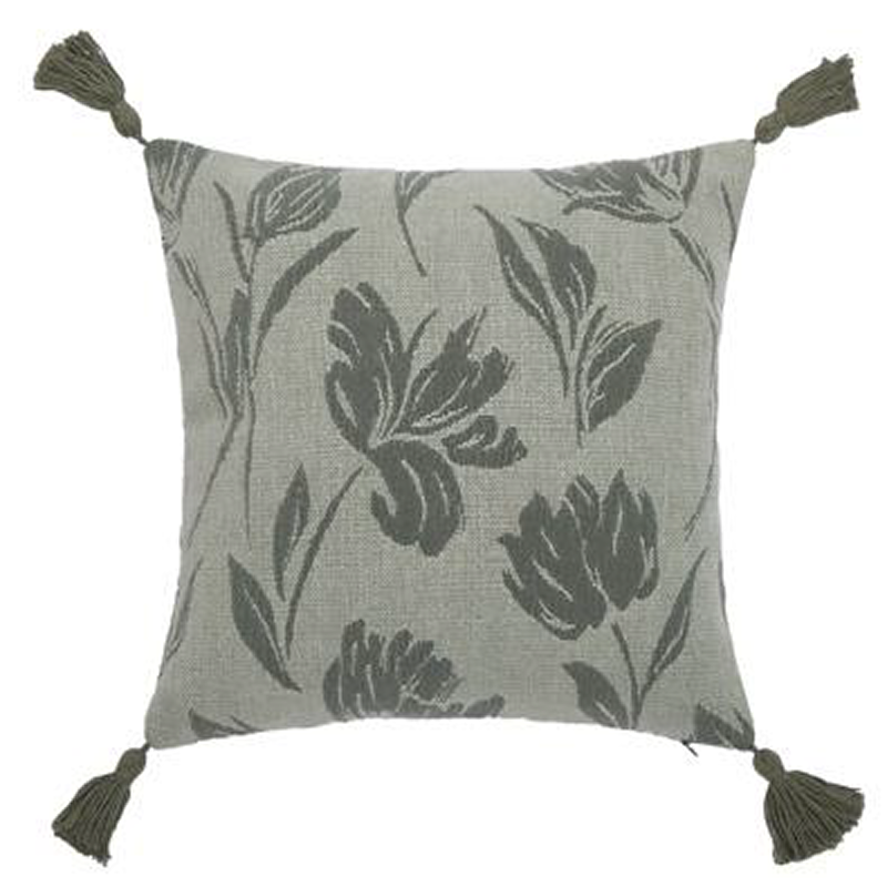 PALM LANE FLORAL JACQUARD LINEN COTTON CUSHION