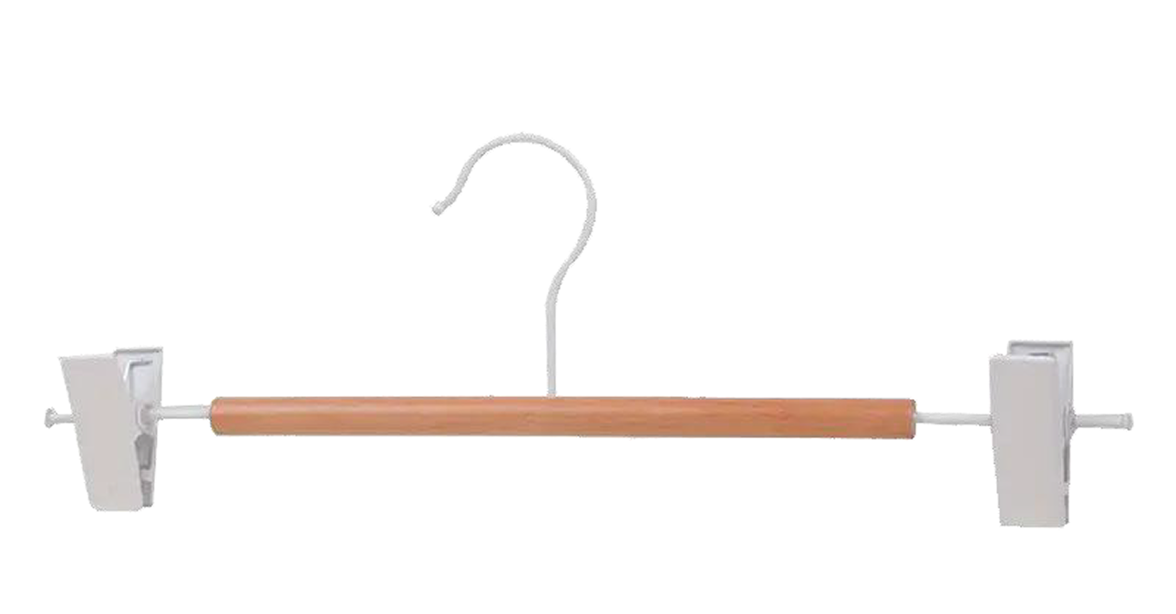 POWDER COATED METAL PANT HANGER WITH WOOD - 4PK
