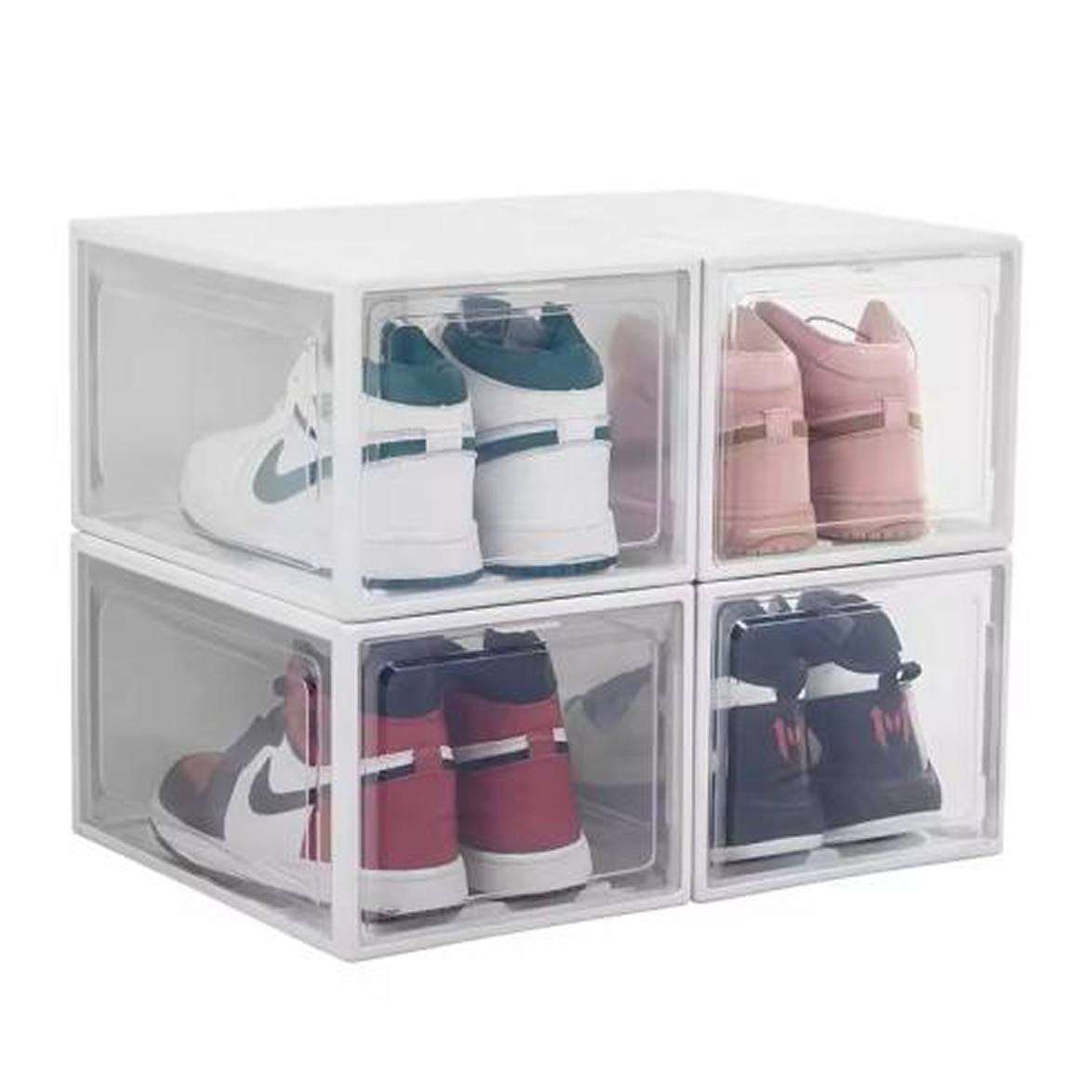 STACK UP TRANSPARENT SHOE BOX BLACK - 4 PC