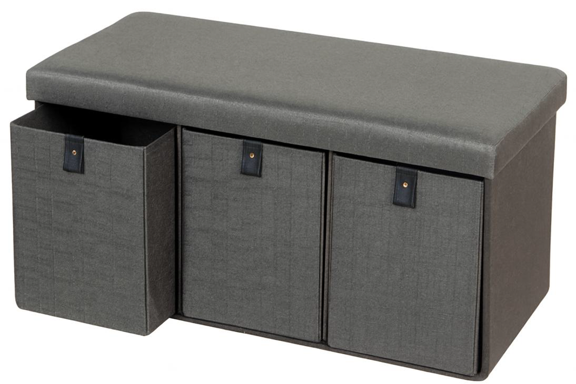 FOLDING STORAGE OTTOMAN WITH 3 DRAWERS