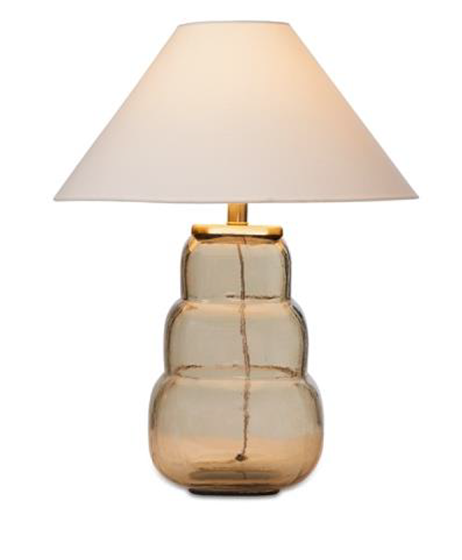 TIERED GLASS TABLE LAMP WITH CONE SHADE