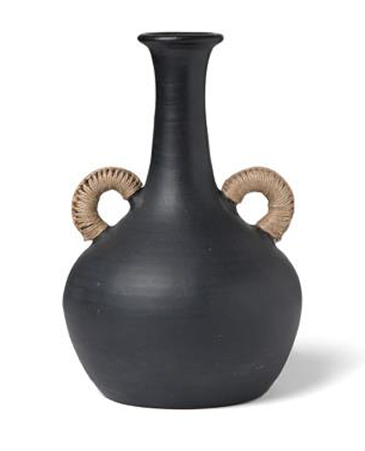 TUSCAN JUTE WRAPPED HANDLES CLAY VASE