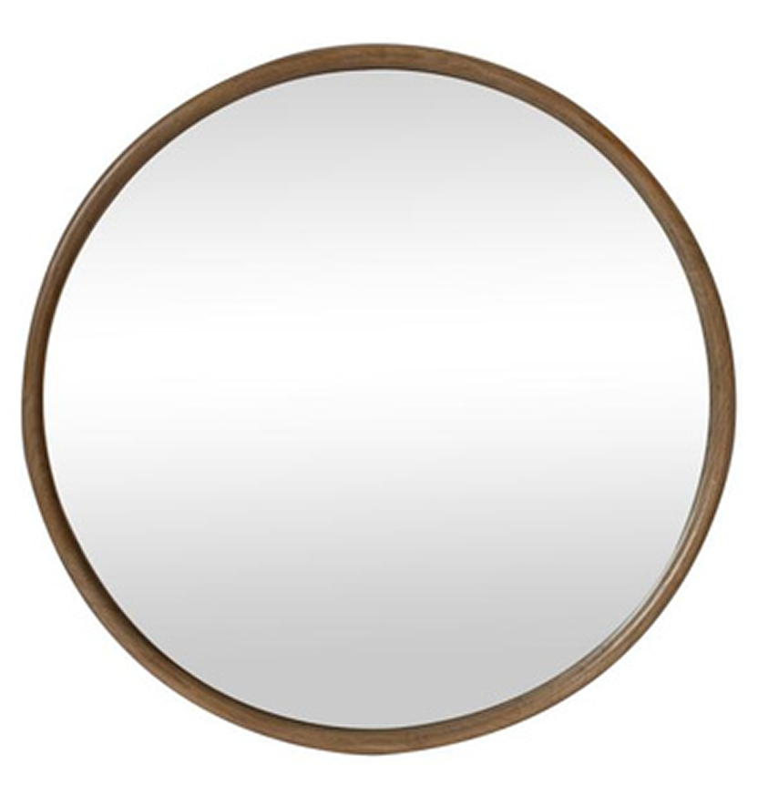 Wood Framed Circular Mirror