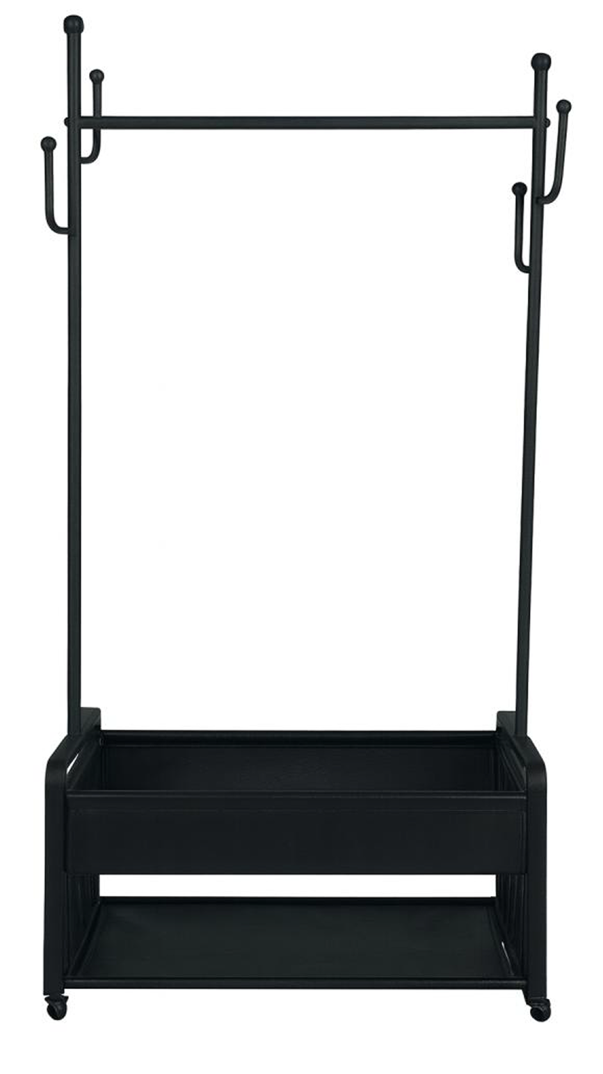 METAL CLOTHING RACK ON WHEELS WITH PU SHELF