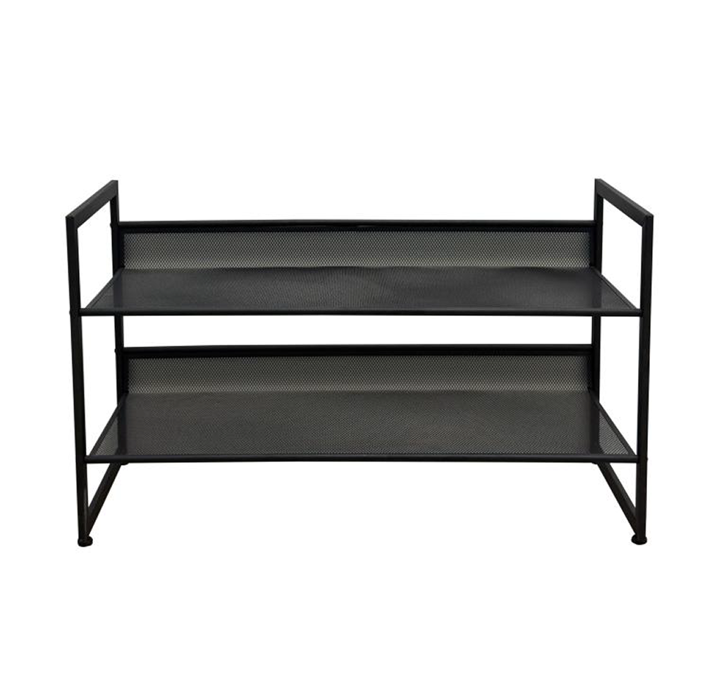 2-TIER STACKABLE MESH METAL SHOE RACK