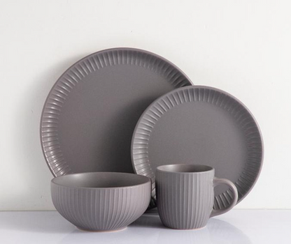 16-Piece Dinnerware Set - Ribbed
