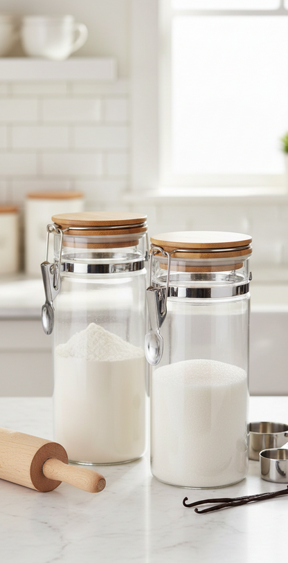 2 PC GLASS JAR W/ LEVER 1200ML