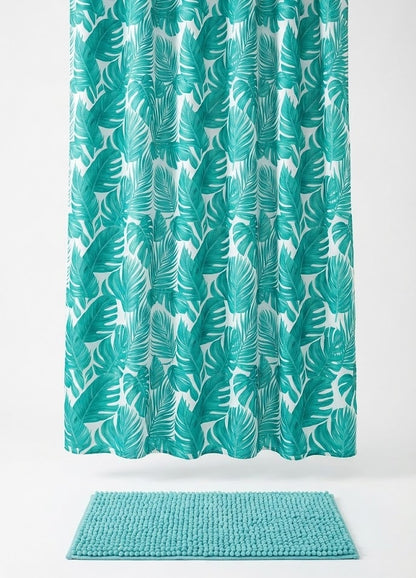 2pc Bath Set (Curtain 178x183cm + Toggle Rug 43x61cm)