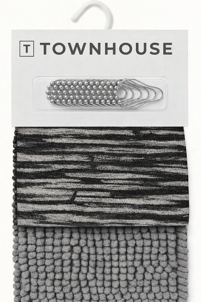 2pc Bath Set (Curtain 178x183cm + Toggle Rug 43x61cm)