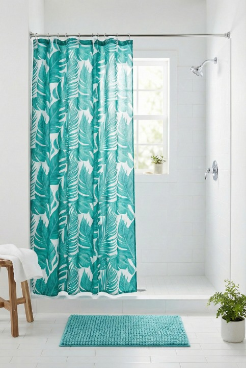 2pc Bath Set (Curtain 178x183cm + Toggle Rug 43x61cm)