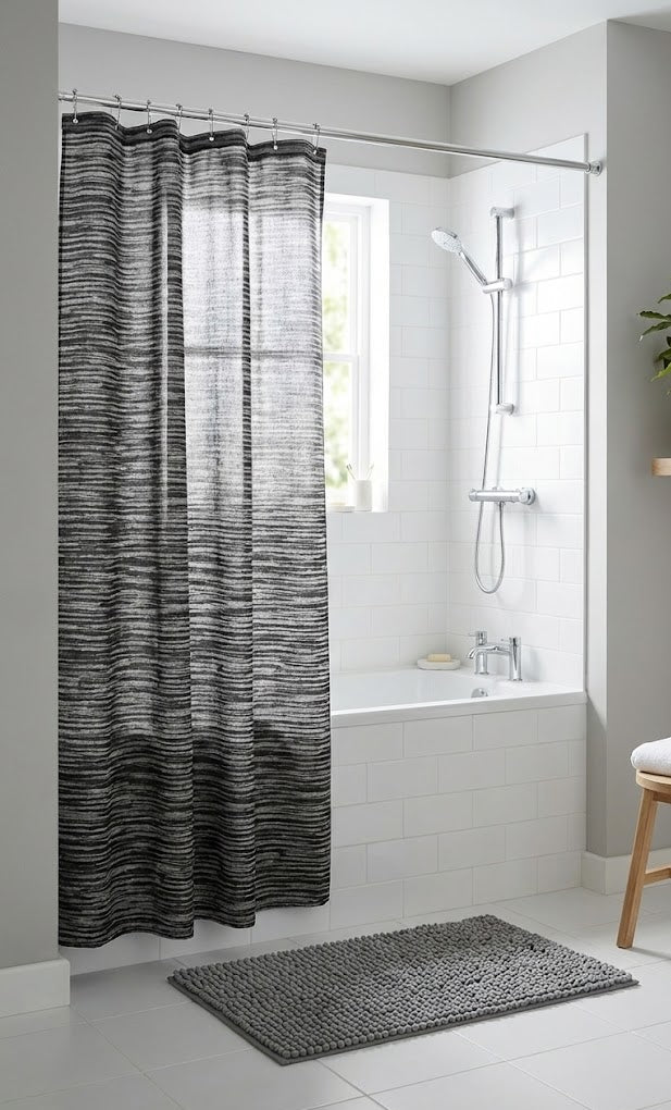 2pc Bath Set (Curtain 178x183cm + Toggle Rug 43x61cm)