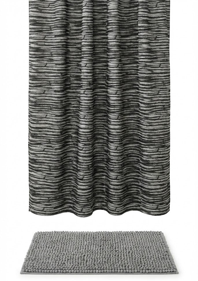 2pc Bath Set (Curtain 178x183cm + Toggle Rug 43x61cm)