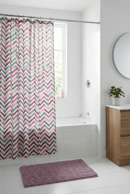 2pc Bath Set (Curtain 178x183cm + Toggle Rug 43x61cm)