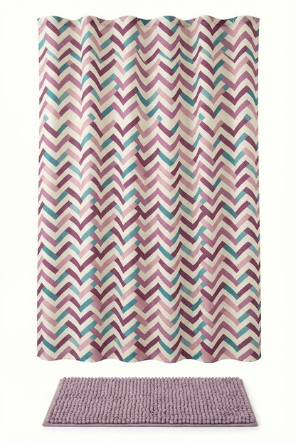 2pc Bath Set (Curtain 178x183cm + Toggle Rug 43x61cm)