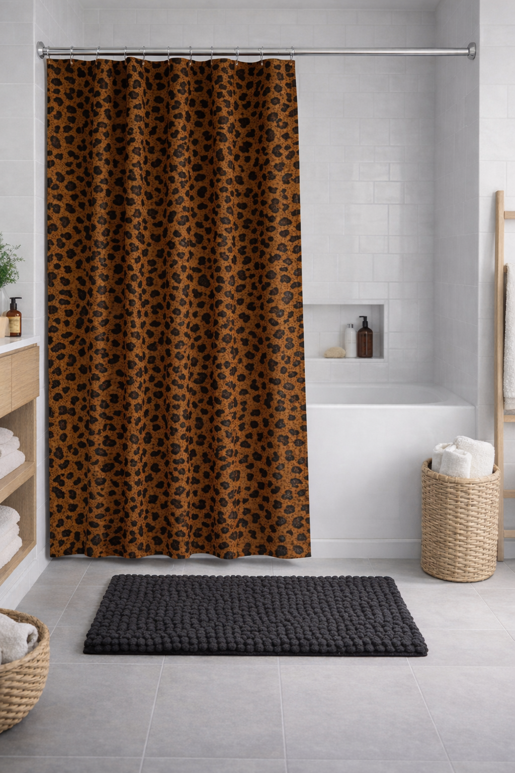 2pc Bath Set (Curtain 178x183cm + Toggle Rug 43x61cm)
