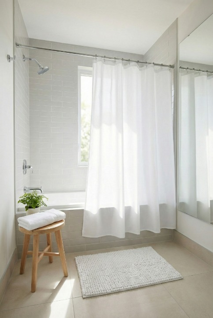 2pc Bath Set (Curtain 178x183cm + Toggle Rug 43x61cm)