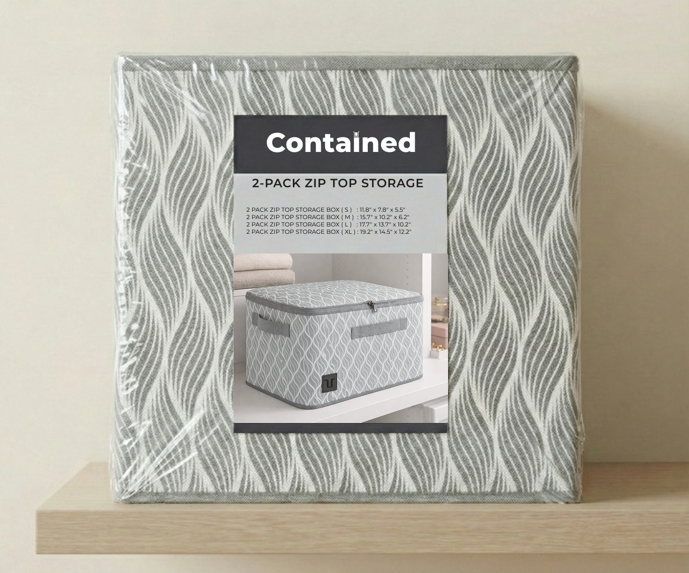 2 PC STORAGE ZIP TOP STORAGE BOX