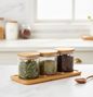 3 PC BAMBOO TOP GLASS CONTAINER 500ML