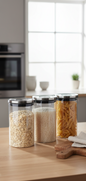 3 PC STAINLESS STEEL TOP GLASS JAR 900ML