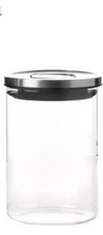 3 PC STAINLESS STEEL TOP GLASS JAR 900ML