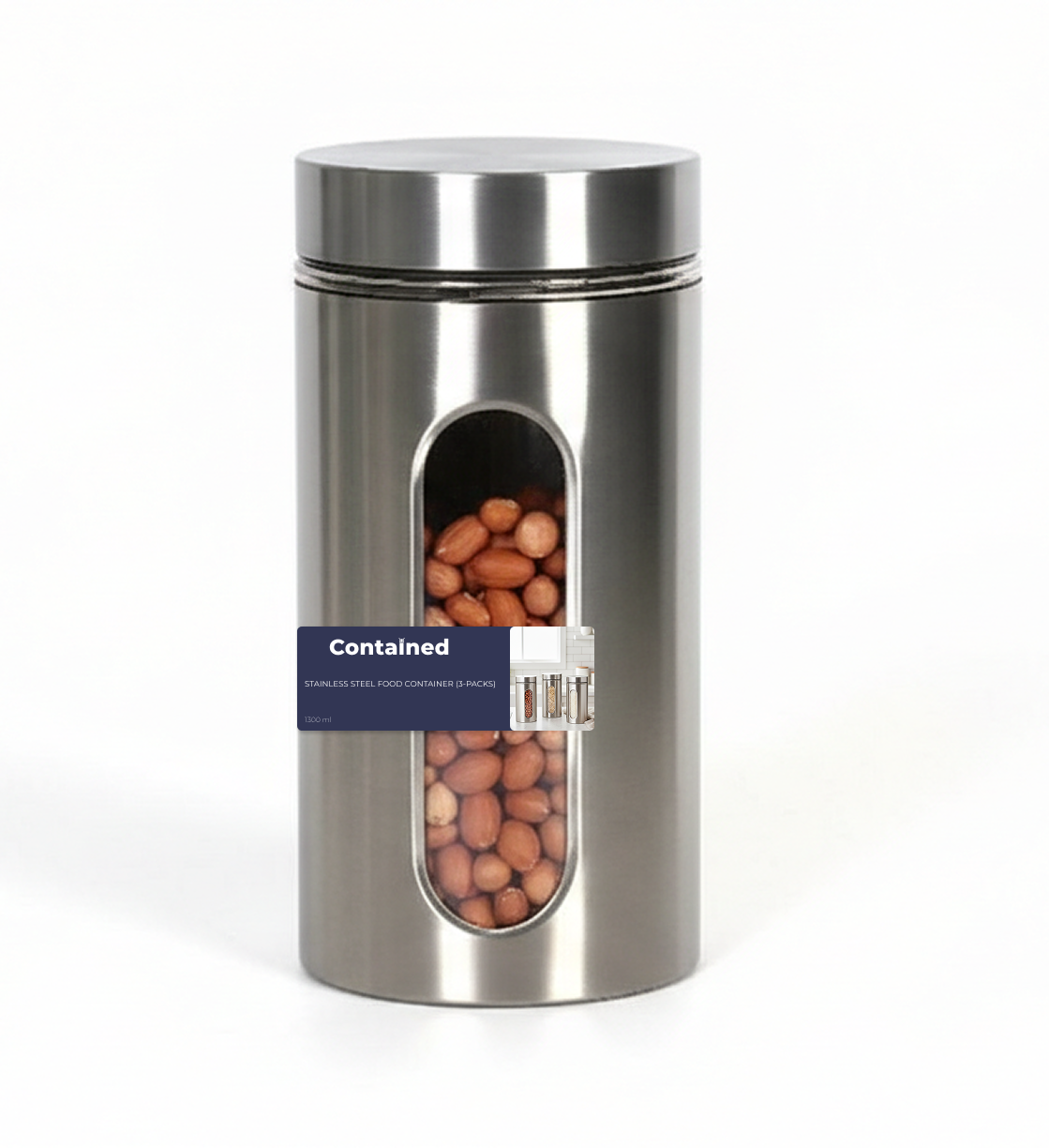 3 PC 306 STAINLESS STEEL FOOD CONTAINER 1300ML