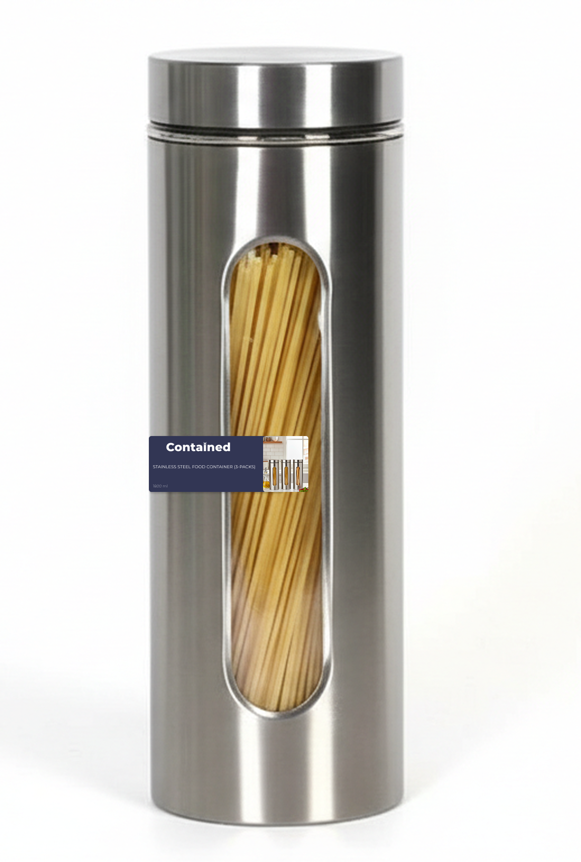 3 PC 307 STAINLESS STEEL FOOD CONTAINER 1800ML