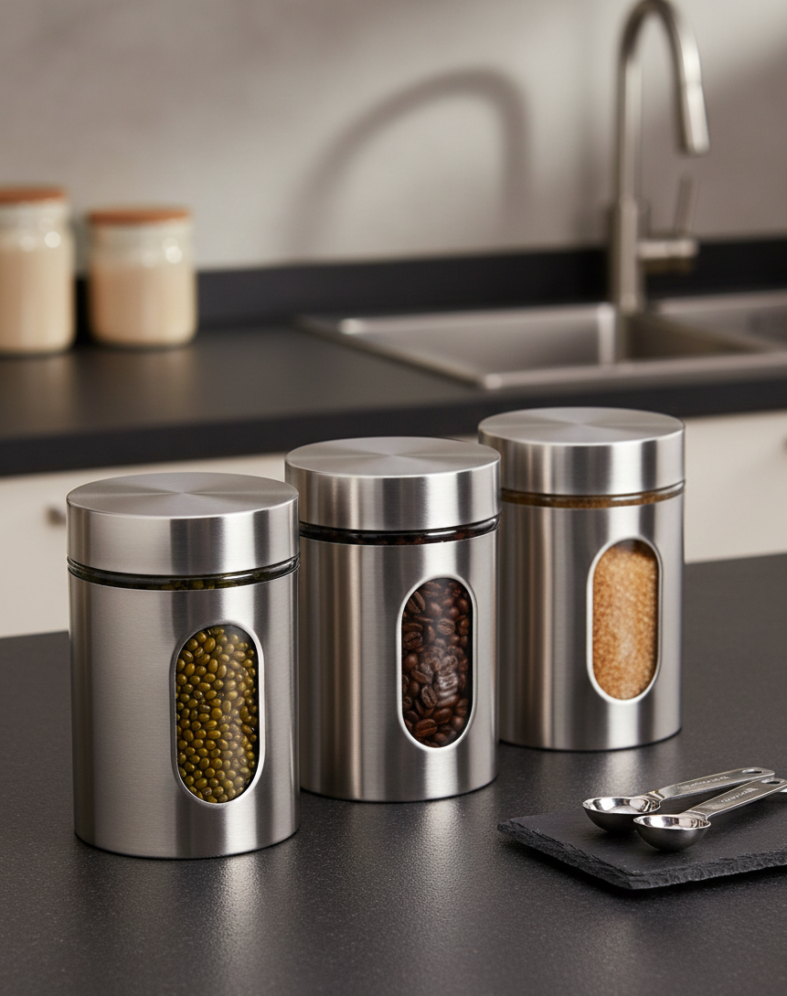 3 PC 304 STAINLESS STEEL FOOD CONTAINER 600ML