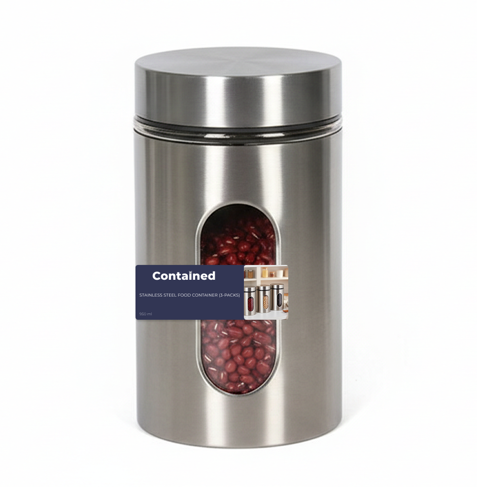 3 PC 305 STAINLESS STEEL FOOD CONTAINER 950ML