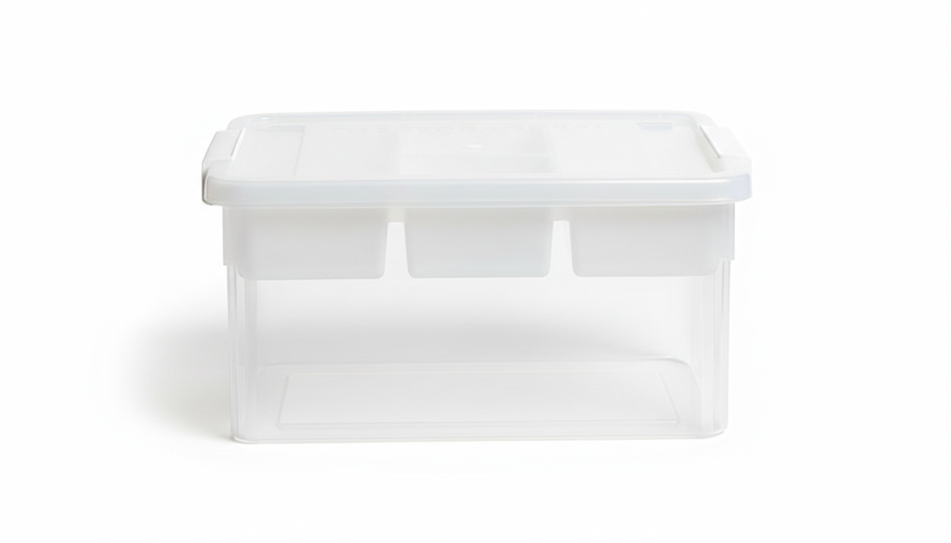 CLEAR STORAGE WITH COMPARTMENT TOP SHELF - 30L