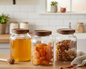 3 PC GLASS JAR WITH WOOD TOP 500ML