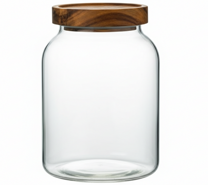 3 PC GLASS JAR WITH WOOD TOP 750ML
