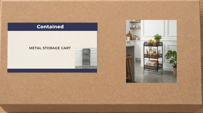 FOLDABLE 3 TIER METAL STORAGE CART