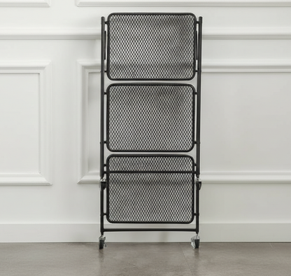 FOLDABLE 3 TIER METAL STORAGE CART