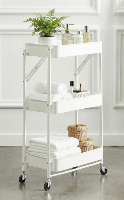 FOLDABLE 3 TIER METAL STORAGE CART