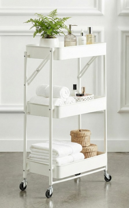 FOLDABLE 3 TIER METAL STORAGE CART