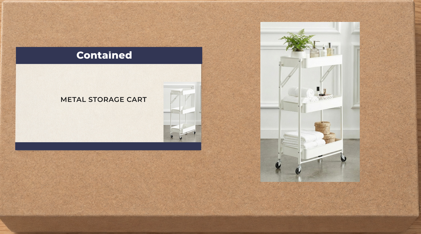 FOLDABLE 3 TIER METAL STORAGE CART