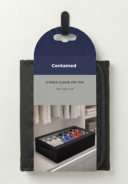 3 PC STORAGE CLEAR ZIP TOP