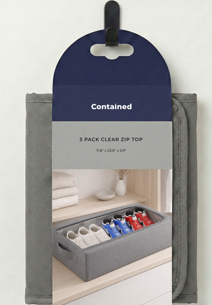 3 PC STORAGE CLEAR ZIP TOP