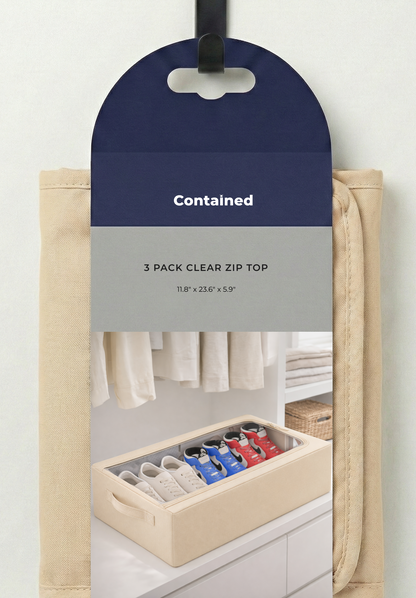 3 PC STORAGE CLEAR ZIP TOP