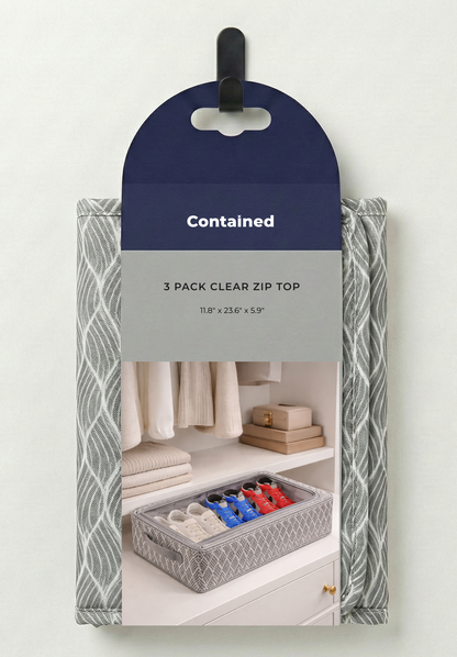 3 PC STORAGE CLEAR ZIP TOP