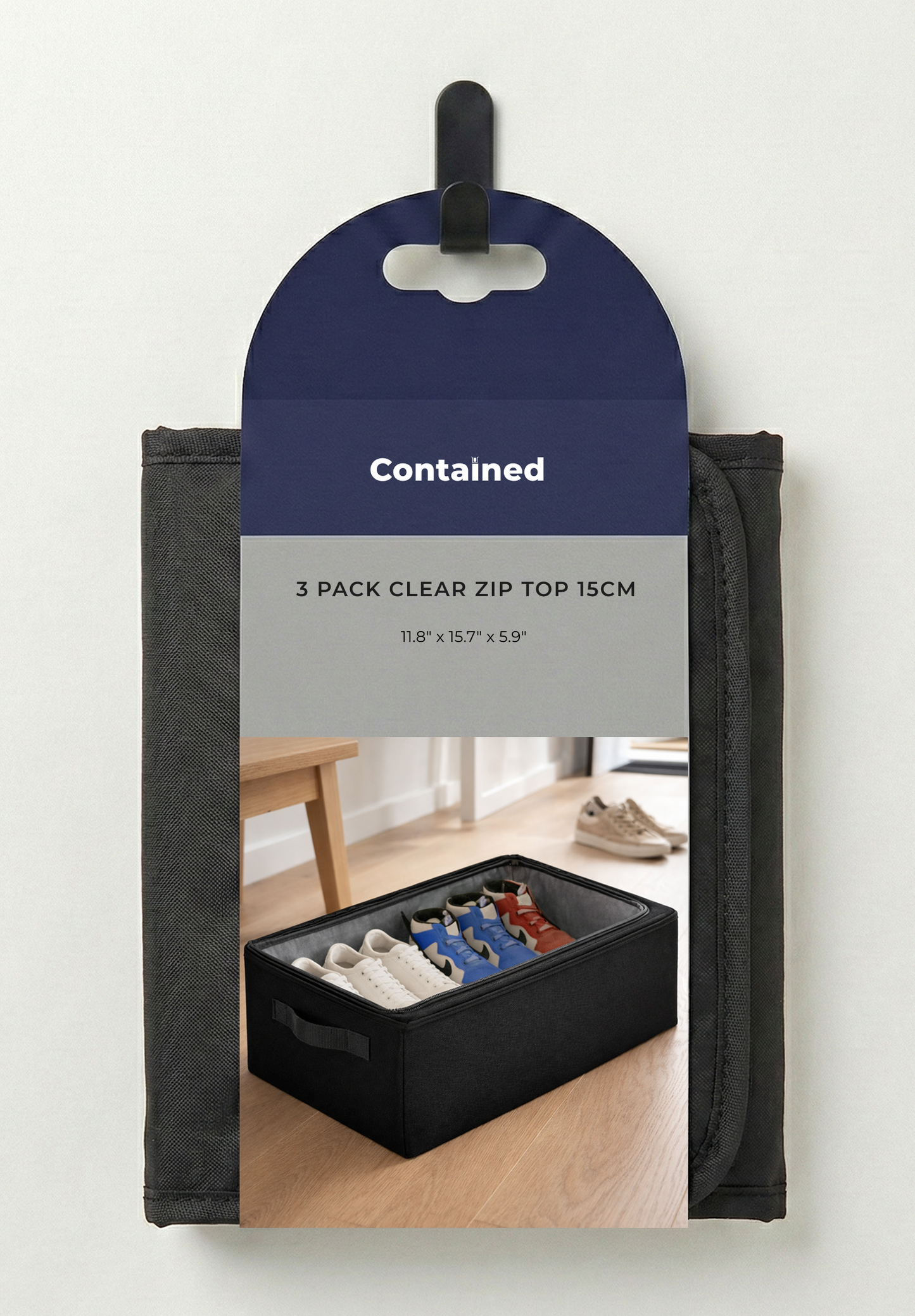 3 PC STORAGE TOTE WITH CLEAR ZIP TOP 15CM
