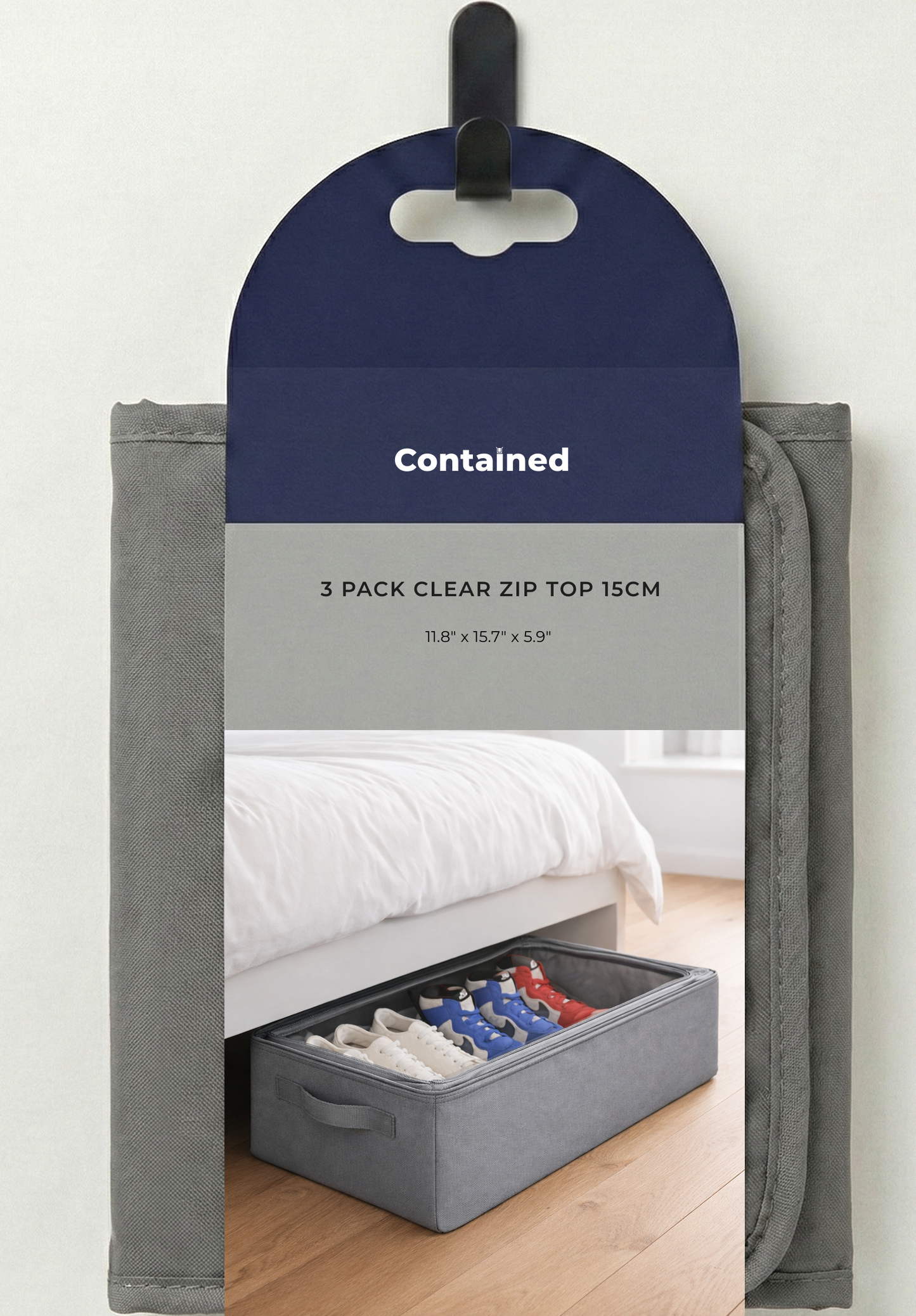 3 PC STORAGE TOTE WITH CLEAR ZIP TOP 15CM